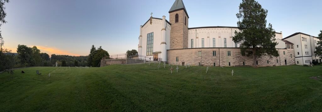 Panoramic view of the abbey grounds